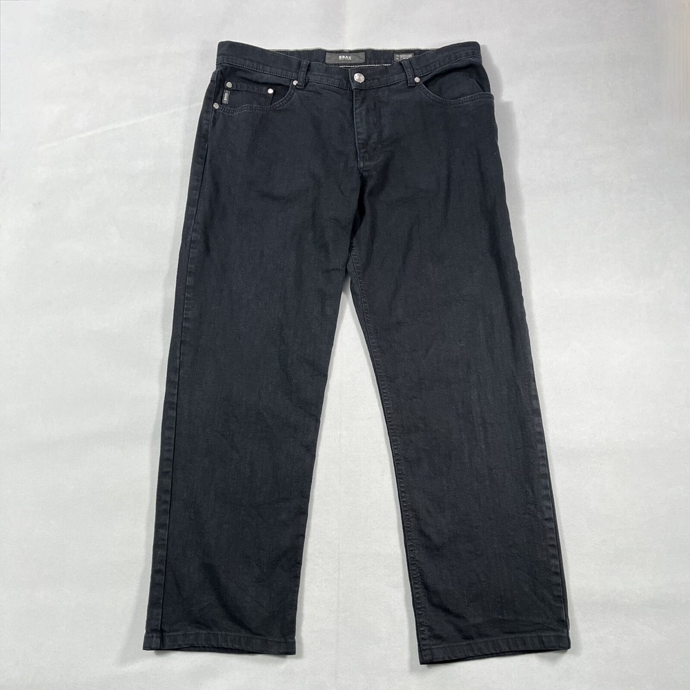 BRAX Cooper Denim‎ Jeans Men 35 Black Stretch Regular Fit 5 Pocket Chino